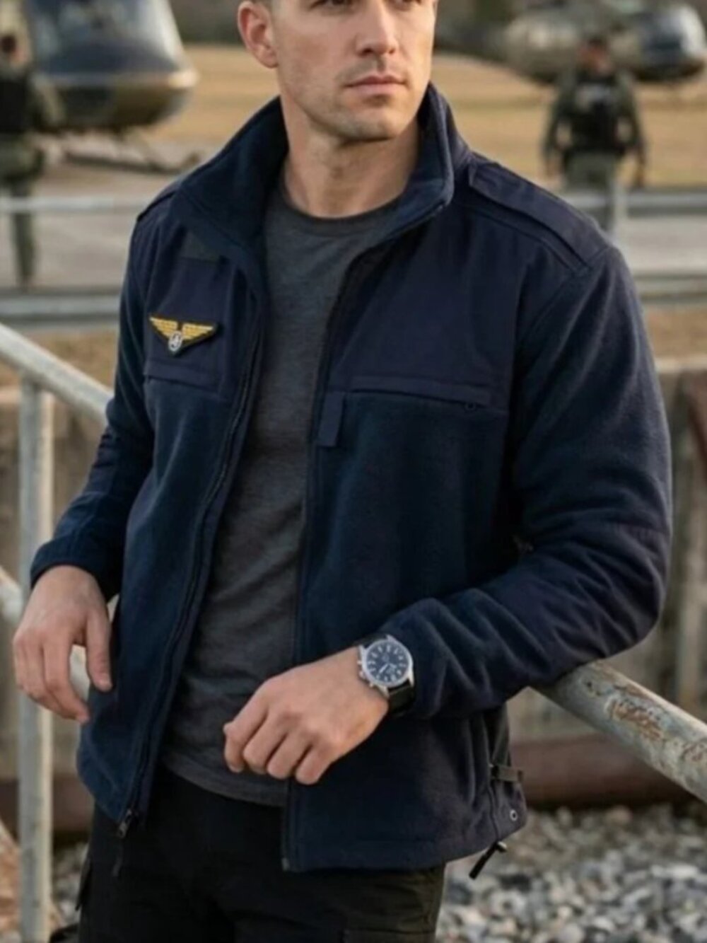 military, law enforcement or aviation fleece Navy crop jacket L - XL